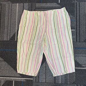 Talbots Linen Pants 22W Rainbow Pastel Colors Striped Cropped Vintage